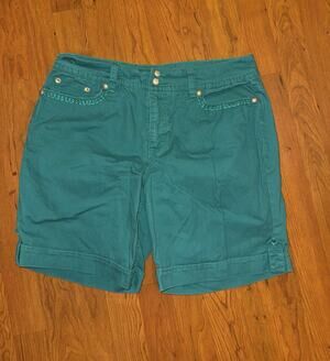 Code Bleu Women’s 10 Bermuda Cuffed Jean Shorts Boho Embroidery Classic Cute